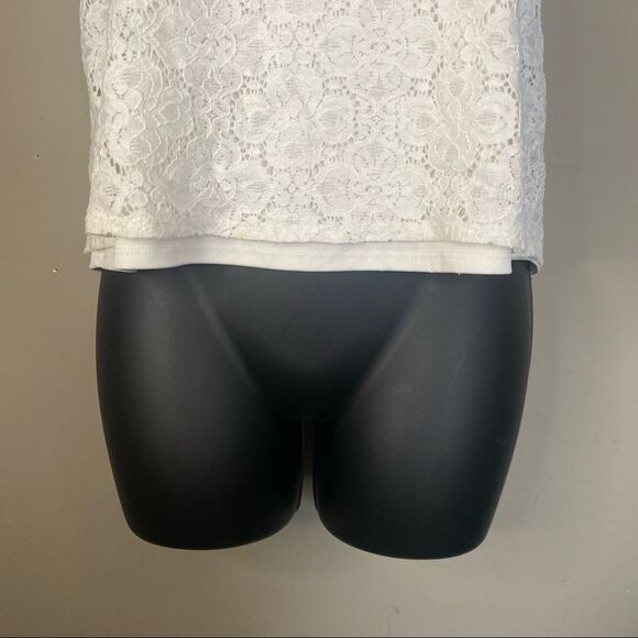 FOREVER21 knit Sleeveless white blouse double layer lace - Picture 4 of 14